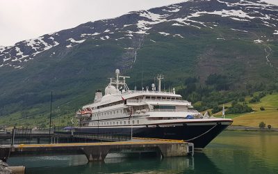 The first cruise ship of the season to dock in Olden